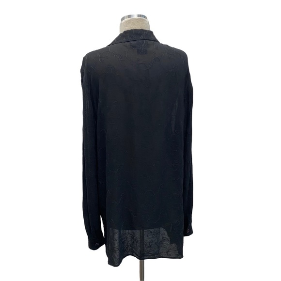 Carole Little Vintage Black Mesh Lace Floral Embroidered Button Down - Picture 8 of 14